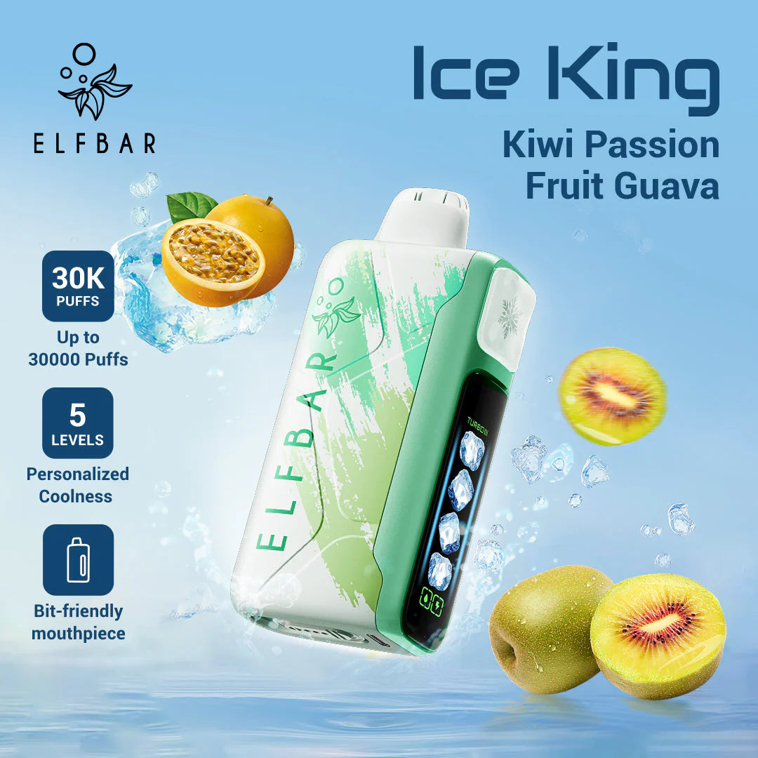 Kiwi Passion Fruit Guava Elf Bar Ice King 30K