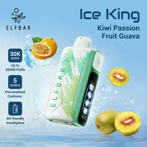 Kiwi Passion Fruit Guava Elf Bar Ice King 30K