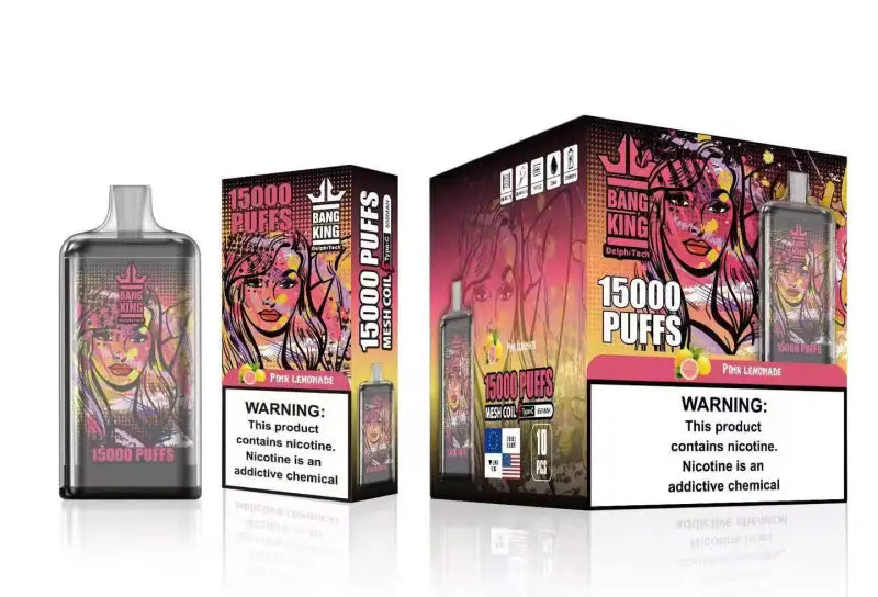 Bang King 15000 Puffs Vape Jetable with Rechargeable Batterie - Pink Lemonade