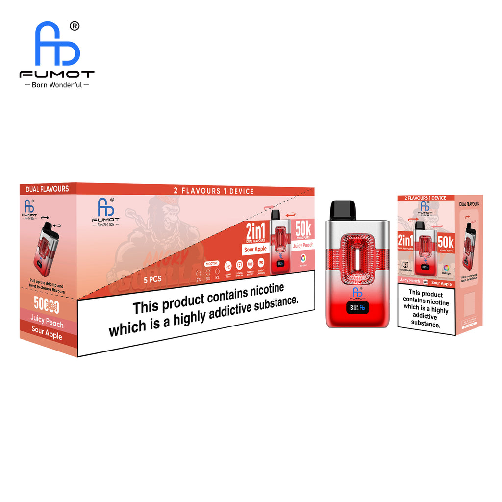 FUMOT 50K Taff Saurer Apfel & Saftiger Pfirsich