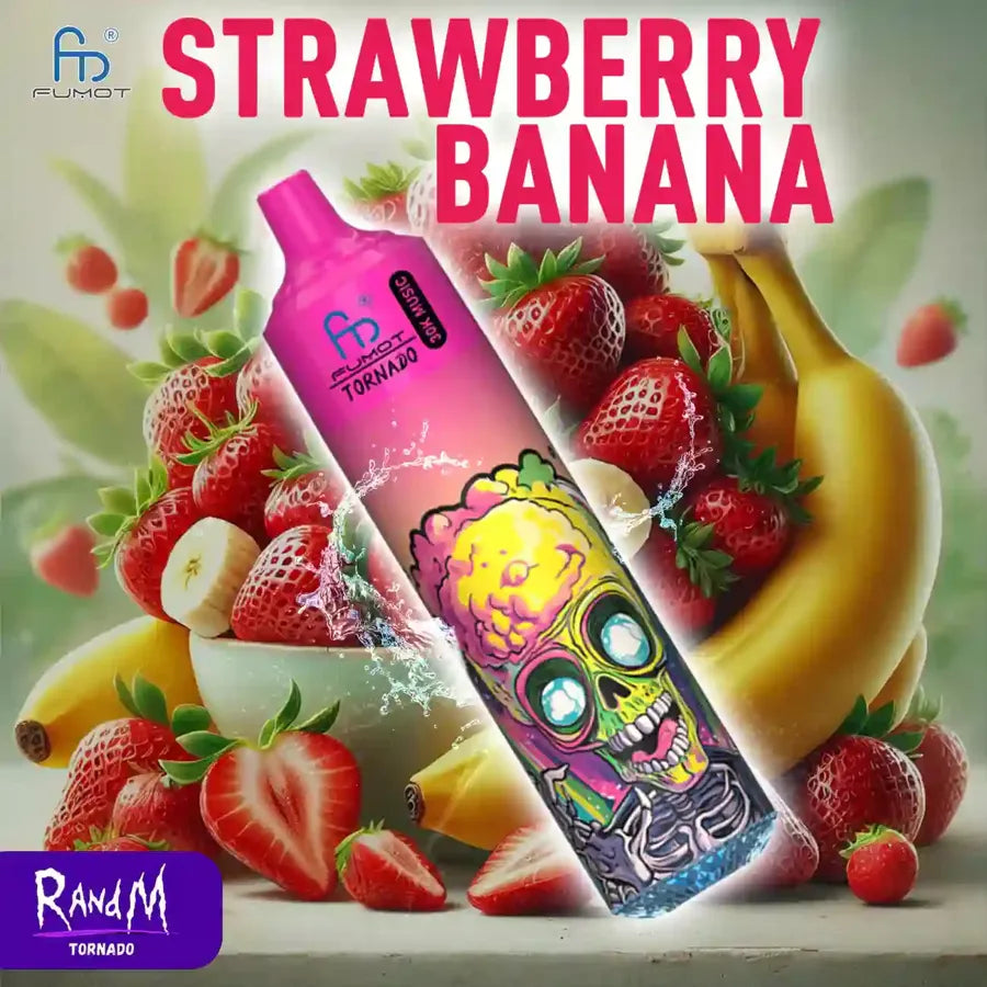 Fumot Vape 30000 Puffs Strawberry Banana Saveur Édition Musique with Batterie Rechargeable