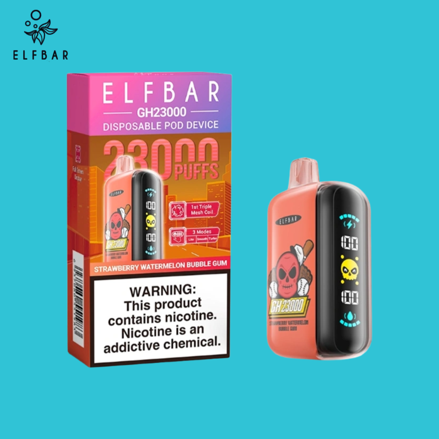 Strawberry Watermelon Bubble Gum Elf Bar GH23000 Vape