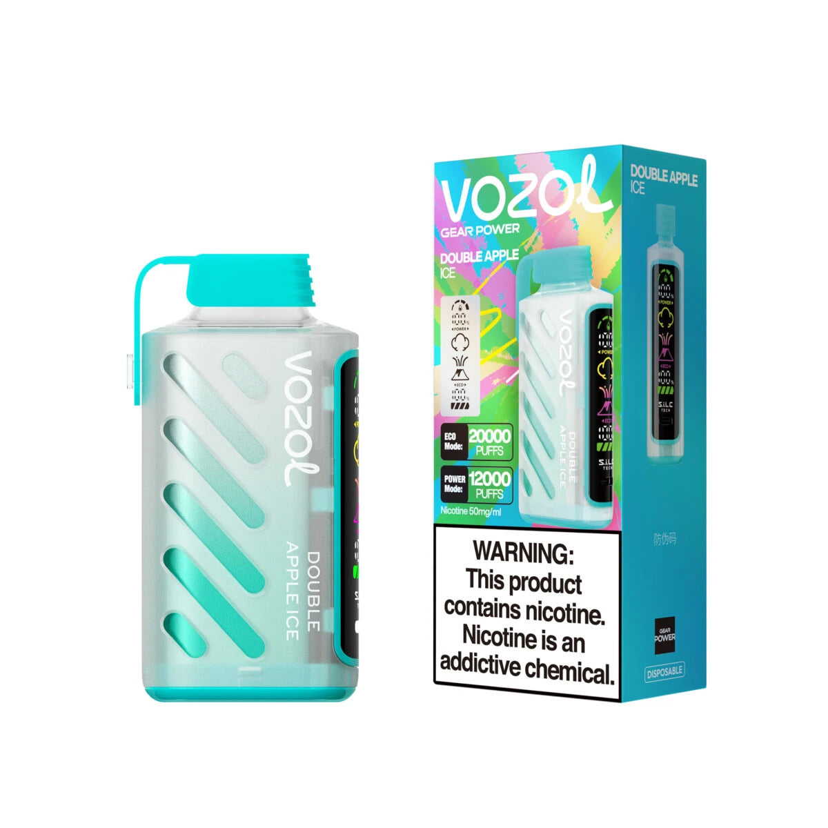 Double Apple Ice Vozol Gear Power 20000 Vape