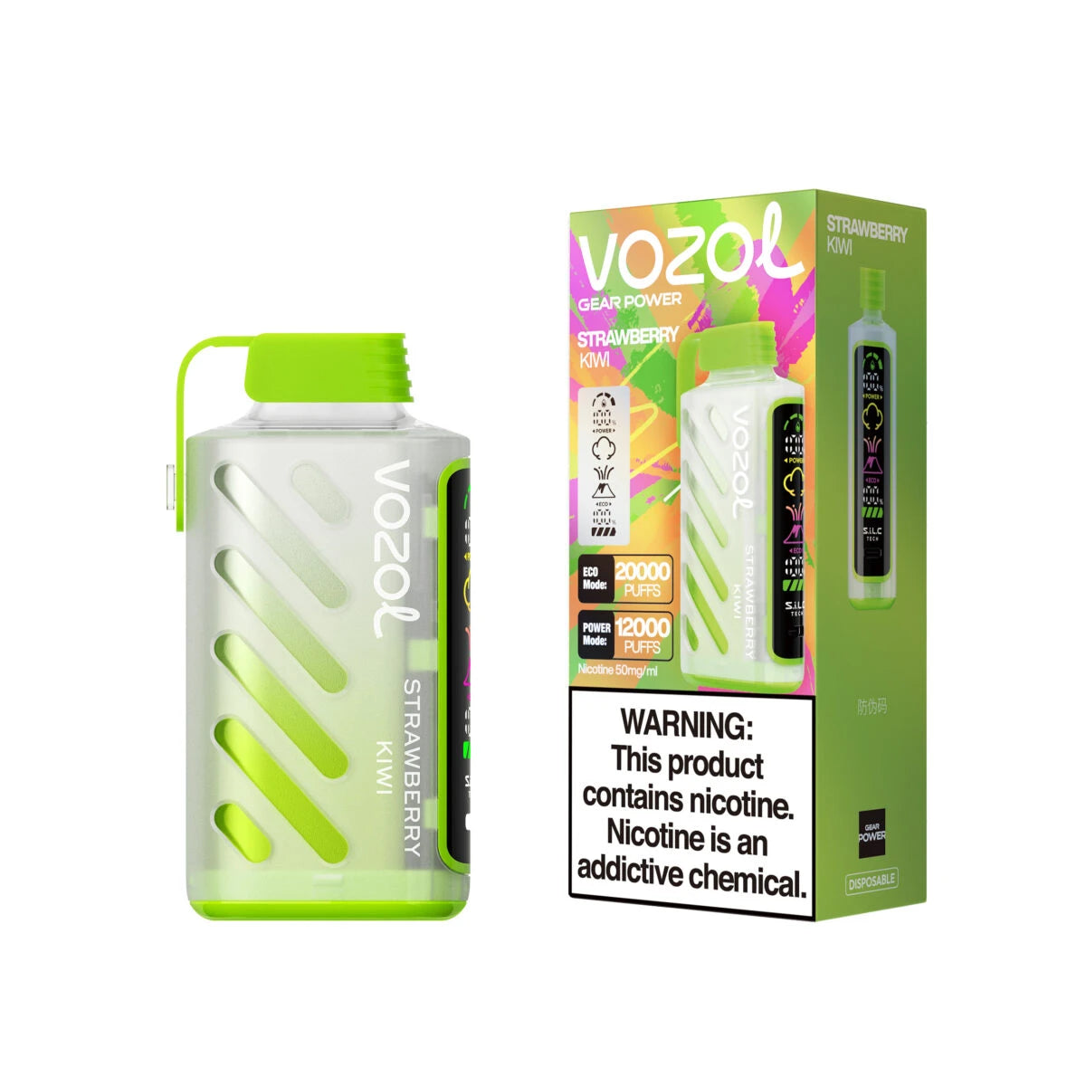 650 mAh rechargeable Vozol Gear Power 20000 Strawberry Kiwi
