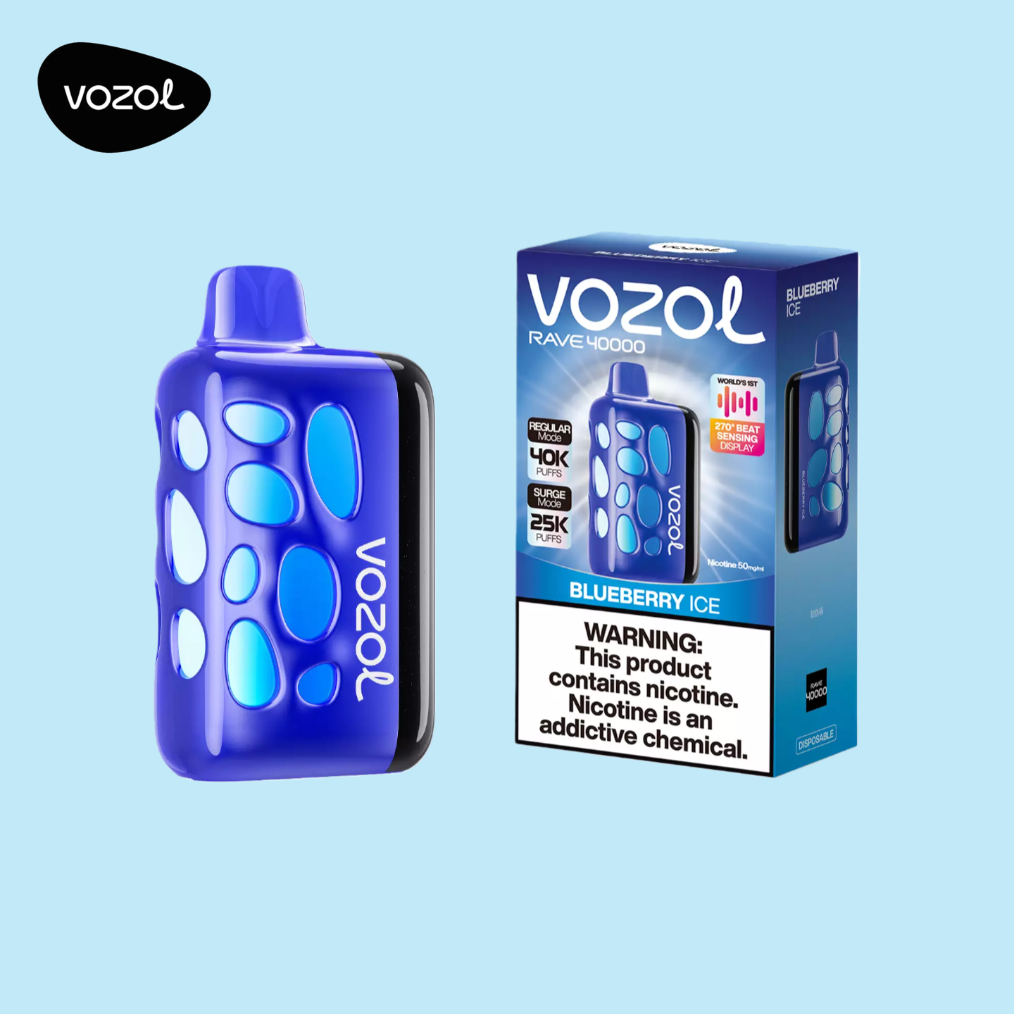 Vozol Vape Rave 40000 Blueberry Ice