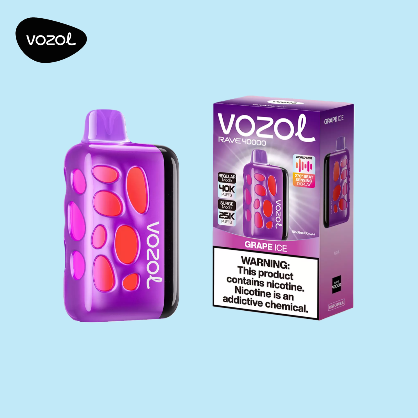 Grape Ice Vozol Rave 40000 Vape