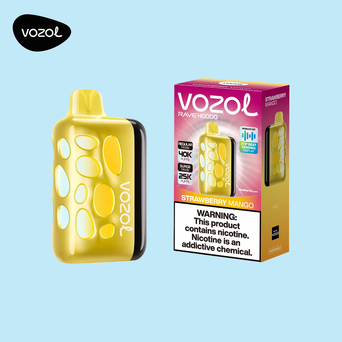 Vozol Vape Rave 40000 Taff Strawberry Mango