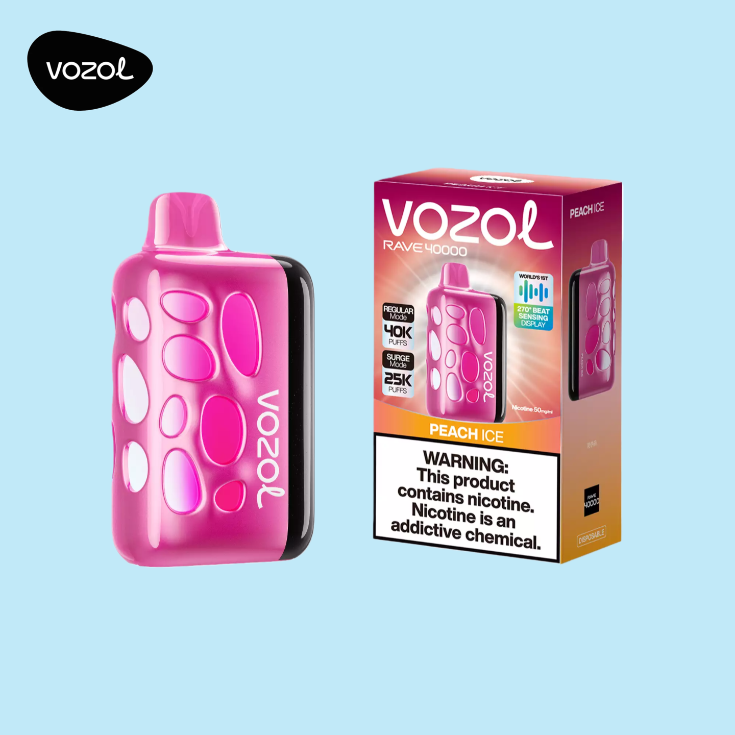 Vozol Vape Rave 40K Taff Peach Ice