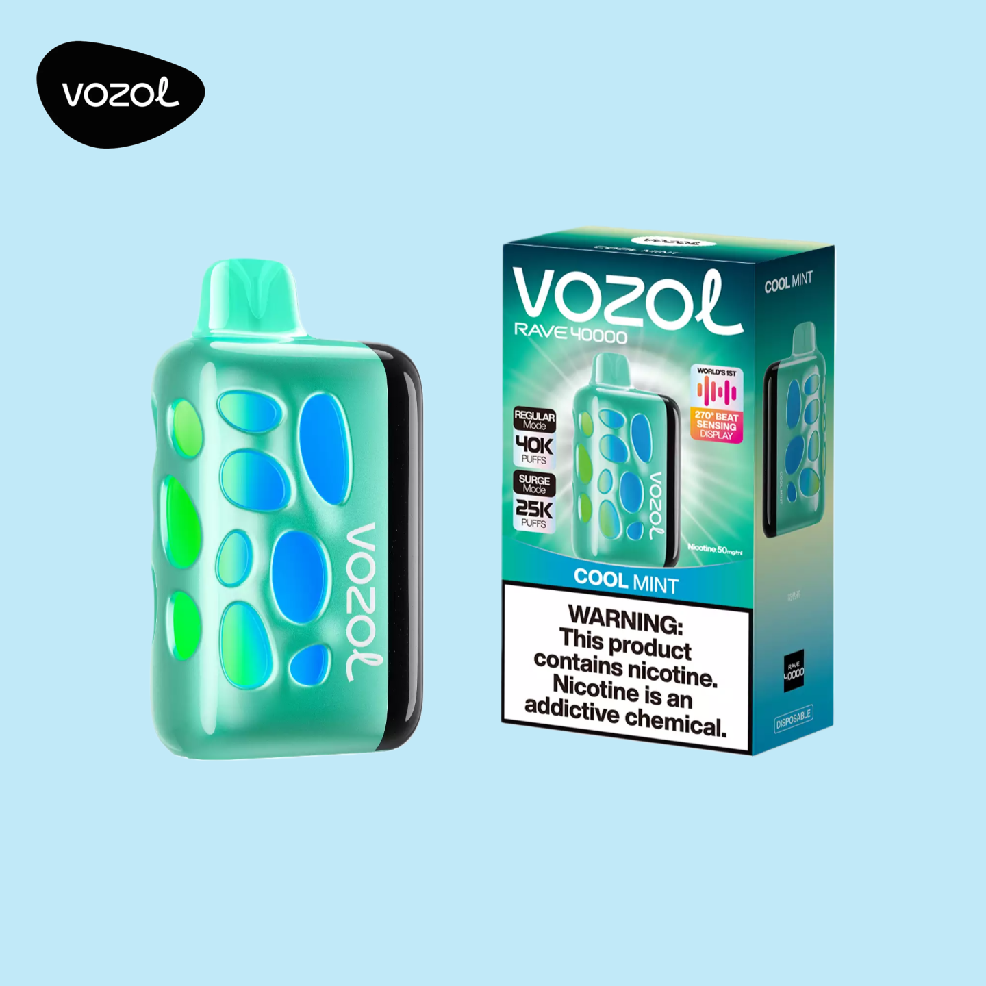 VOZOL RAVE 40000 Puffs Vape Cool Mint