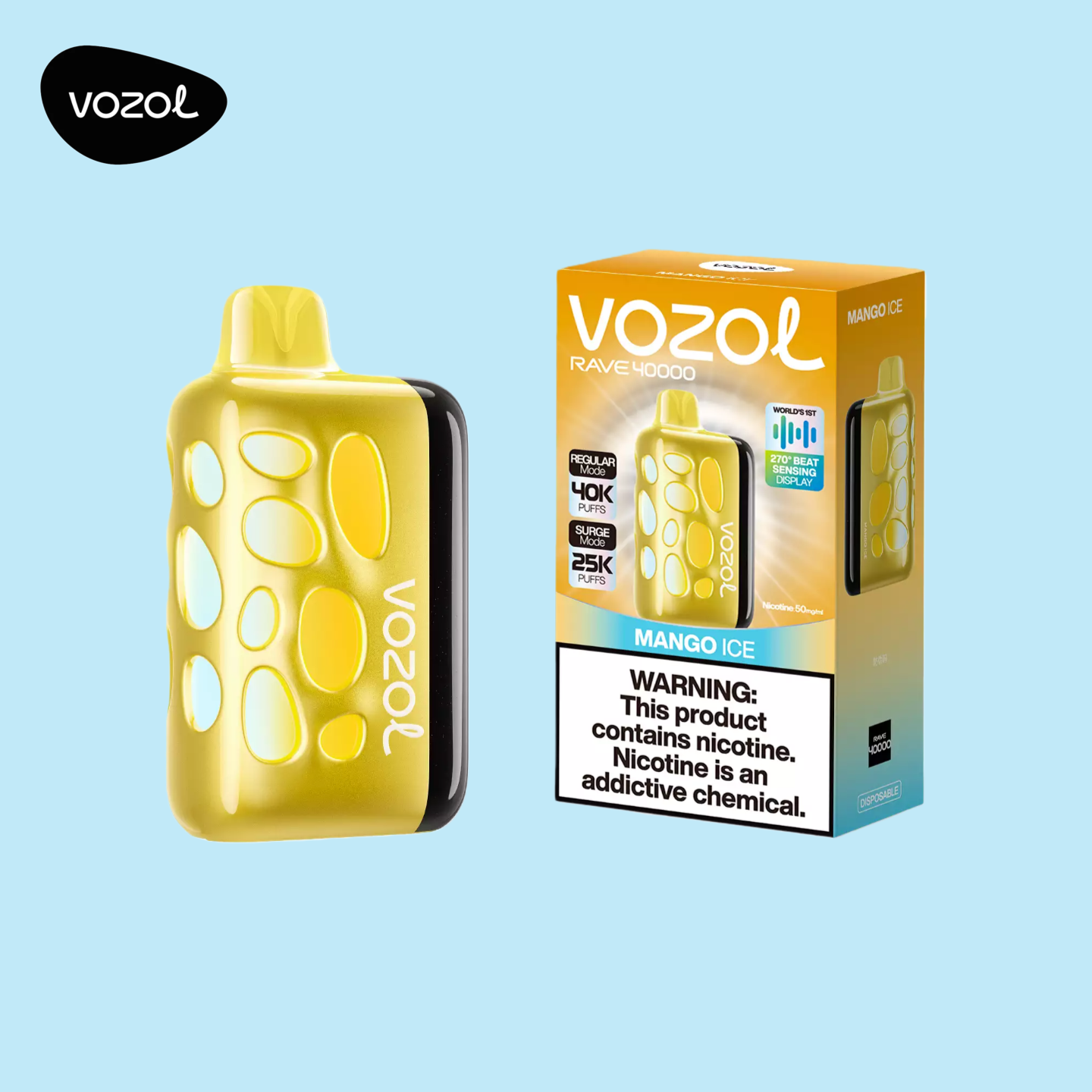 Vozol Rave 40000 Puffs Mango Ice Vape