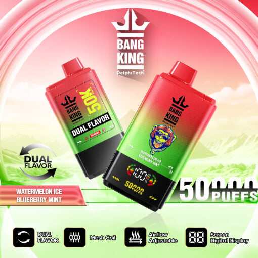 Bang King Puff 50K Taff Watermelon Ice & Blueberry Mint Double Saveur Vape Jetable