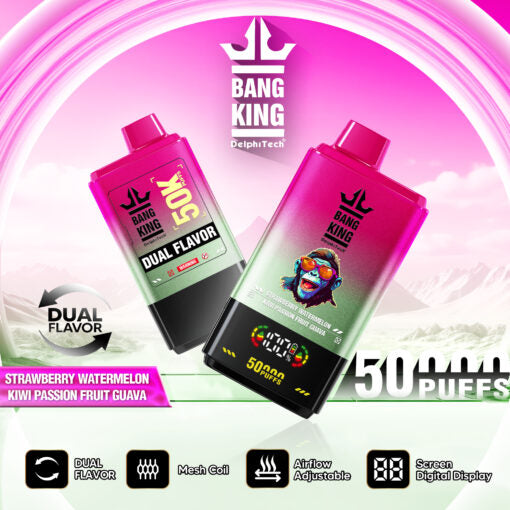 Bang King Vape 50000 Puff 50K Bouffees Strawberry Watermelon & Kiwi Passion Guava Gout