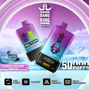 Big Puff Power Bang King 50000 Puffs Blueberry Raspberry & Grape Ice Double Gout