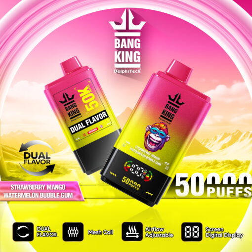 Strawberry Mango & Watermelon Bubblegum Dual Gout 50000 Puffs Cigarette électronique Jetable