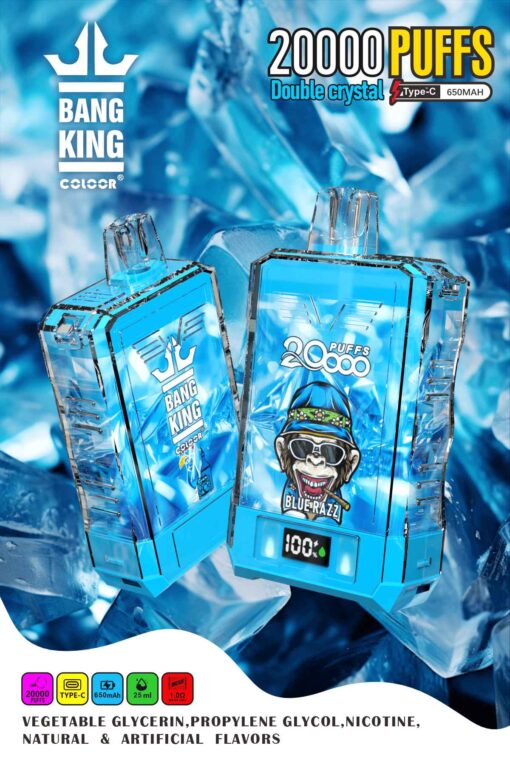 Bang King Puff 20000 Taff Rechargeable Liquide Cigarette électronique Prix Blue Razz Gout