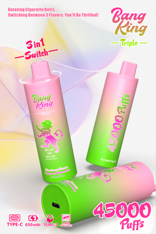 Bang King Triple Puff 45000 Taff 3 in 1 Flavor Vape Jetable with 2% Nicotine
