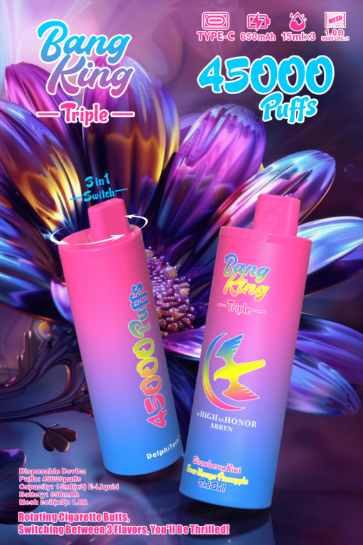 Prix Puff Bang King Triple 45000 Taff 3-en-1 Gout Rechargeable Cigarette électronique Jetable
