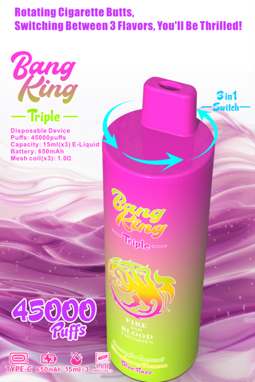 Bang King Triple Puff 45000 Taff Vape Jetable 3-in-1 Gout with 45 ml E-liquide