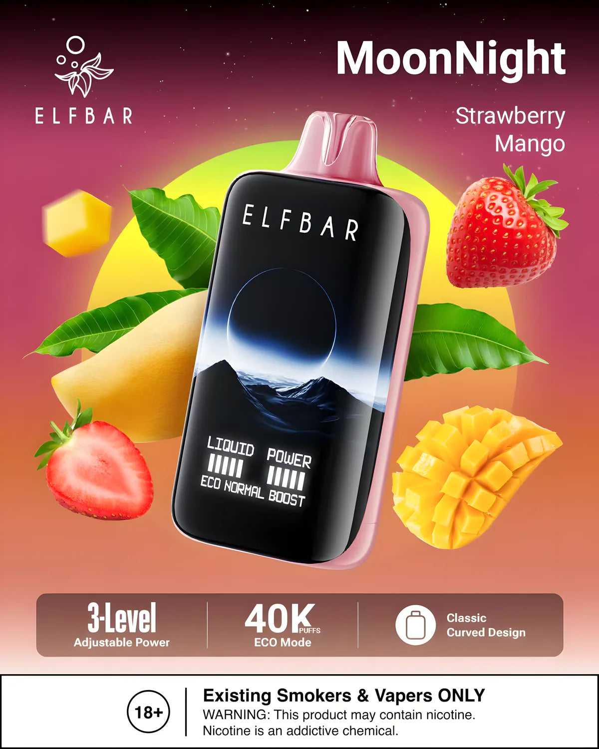 Elf Bar Moon Night 40K Taff Strawberry Mango Vape
