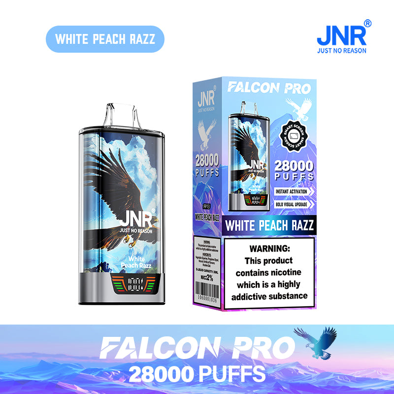JNR Falcon Pro 28000 Bouffées White Peach Razz