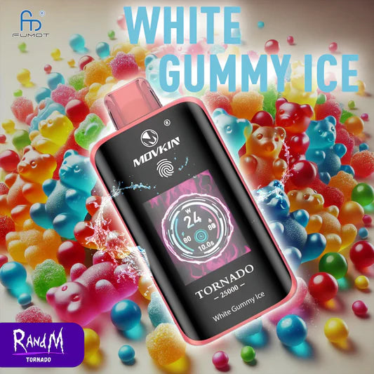White Gummy Ice Saveur RandM Tornado 25000 Vape