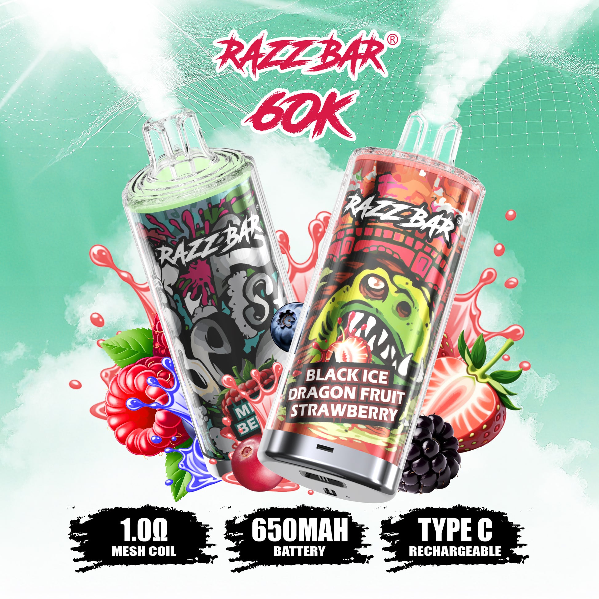 Razz Bar 60K Puffs Vape – 16 Geschmacksrichtungen erhältlich