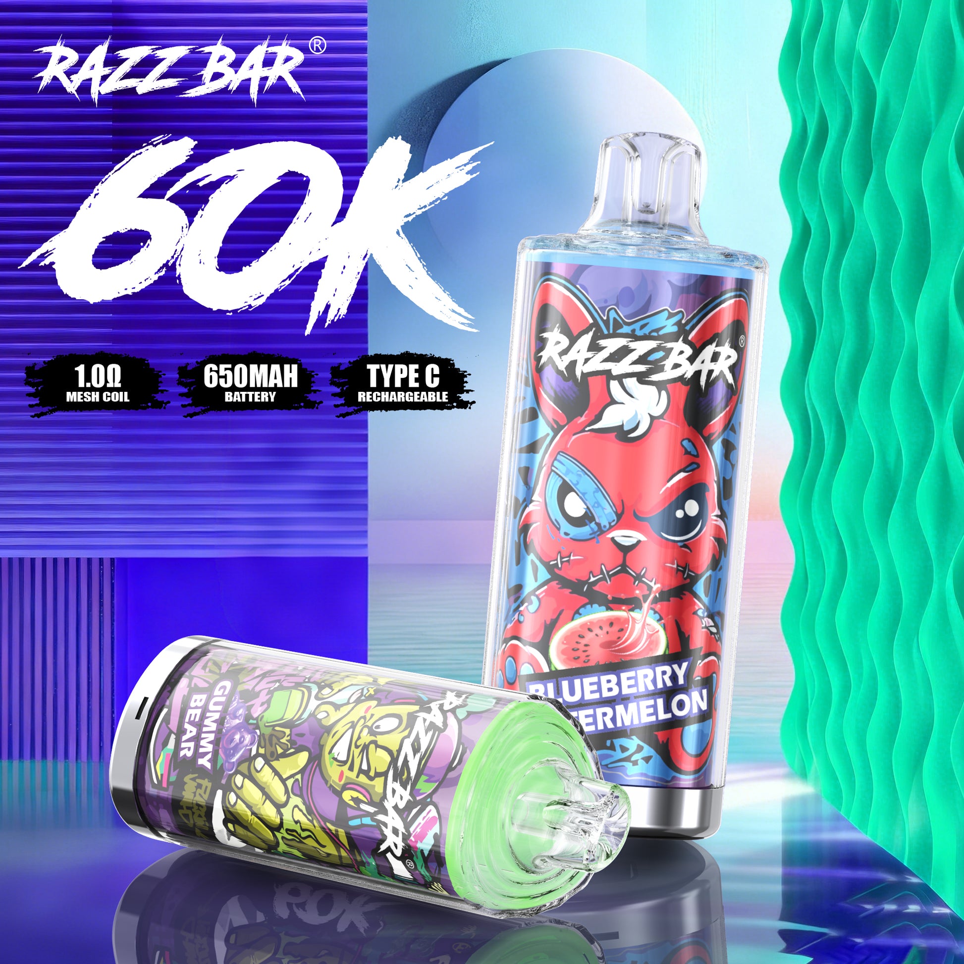Razz Bar 60K Puffs Vape 16 saveurs disponibles Puffs-vape Razz Bar 60K Puffs Vape 16 saveurs disponibles Puffs-vape