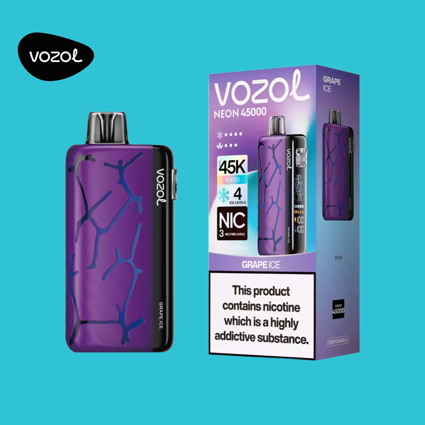 4 Niveaux Ice Vozol Neon 45000 Grape Ice