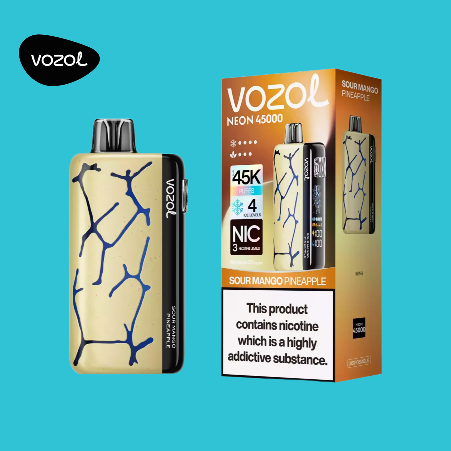 Sour Mango Pineapple Vozol Neon 45000 Vape